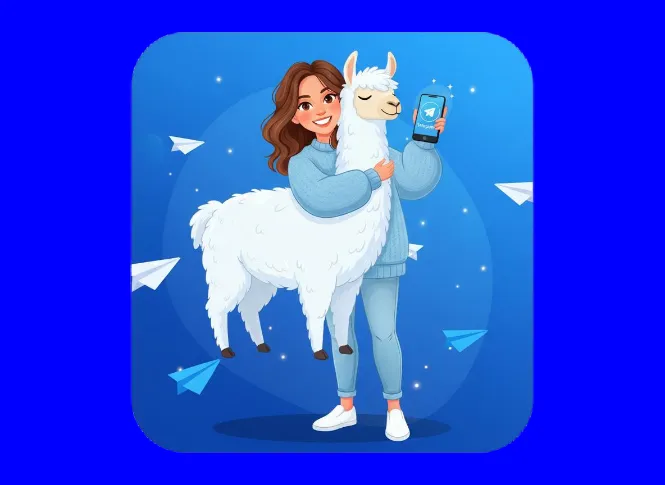 Telegram Ads бонус - лама с телефоном